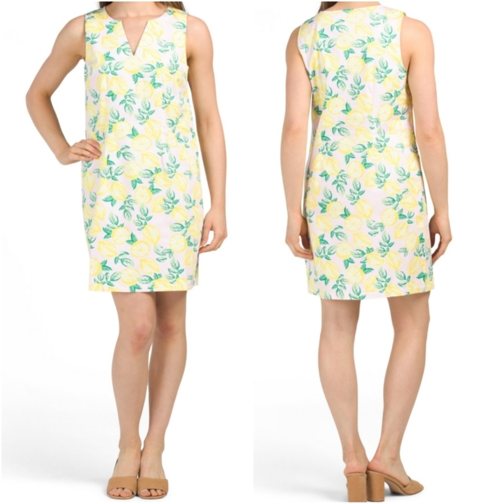 Cynthia Rowley Lemon Printed Sleeveless Shift Dress Size 4